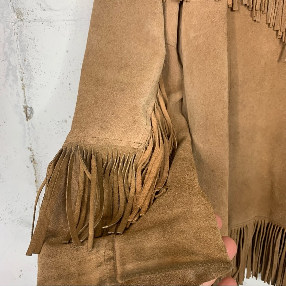 Pioneer Wear Suede Leather Fringe Blazer Jacket Size 10 - Picture 12 of 15
